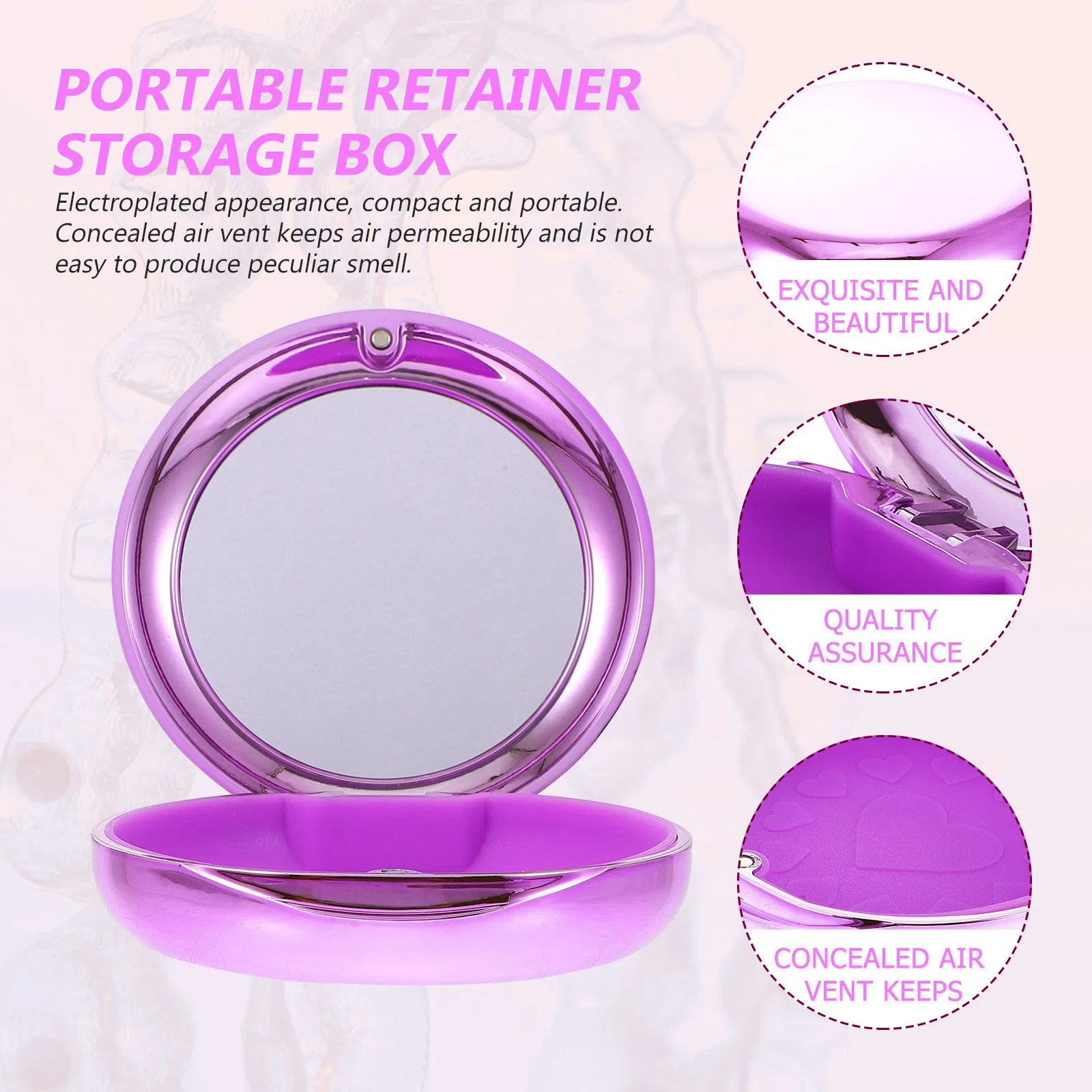 1Pcs Multi Functional Orthodontic Retainer Case Compact Denture Storage Container for Retainers Braces Dentures Dry Clean Tidy