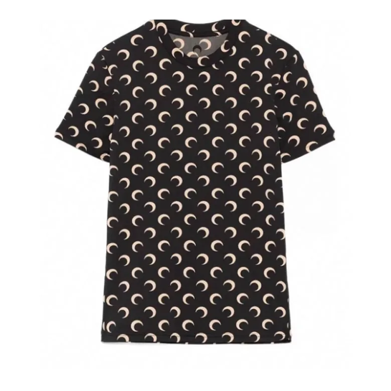 High Quality Short Sleeve Moon T-Shirt Slim Fit Base Layer Shirt Jennie Zhao Lu Si Commuter Style British Fashion Print Design