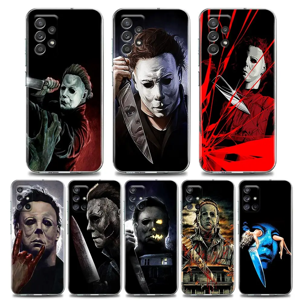 M-Michael-Myers Horror Halloween Case For Samsung Galaxy A55 A35 A06 A52 5G A53 A72 A53 A15 A51 A33 A32 A22 A23 Soft Phone Cover