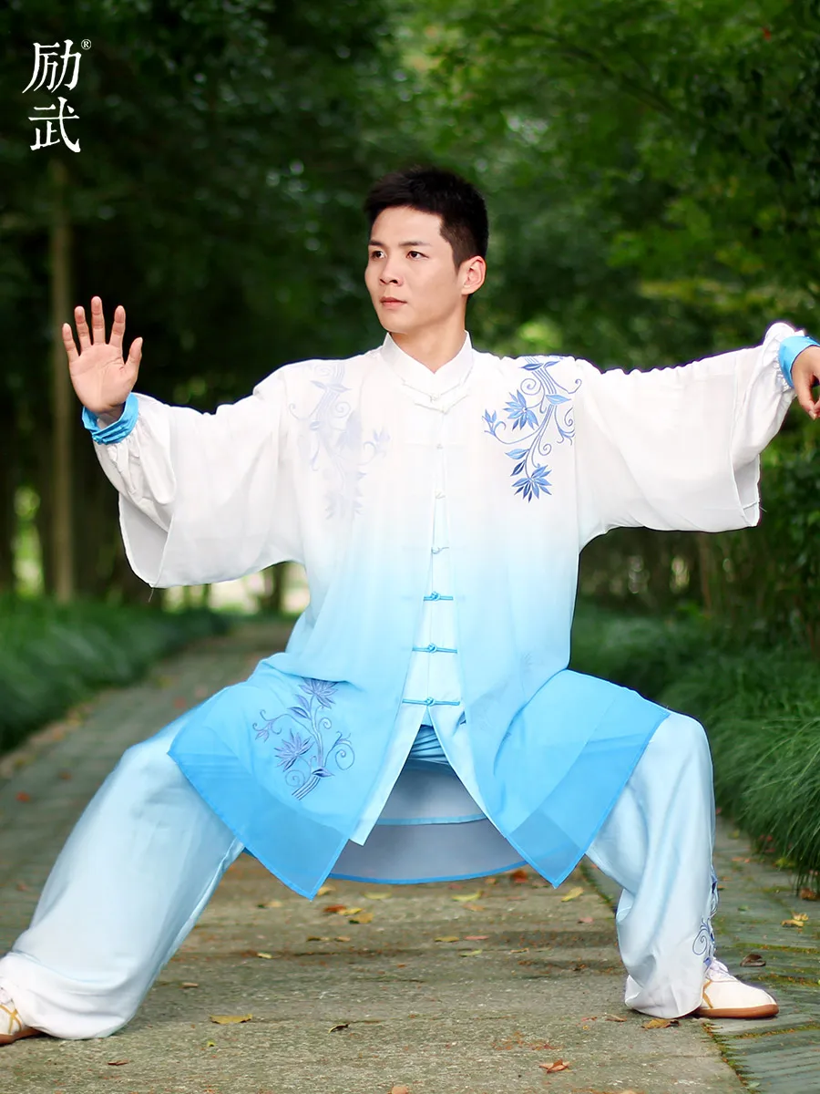 

Tai Chi Wear Men And Women Fashion Gradual Color Blue And White Porcelain Performance Tai Chi Training Clothes