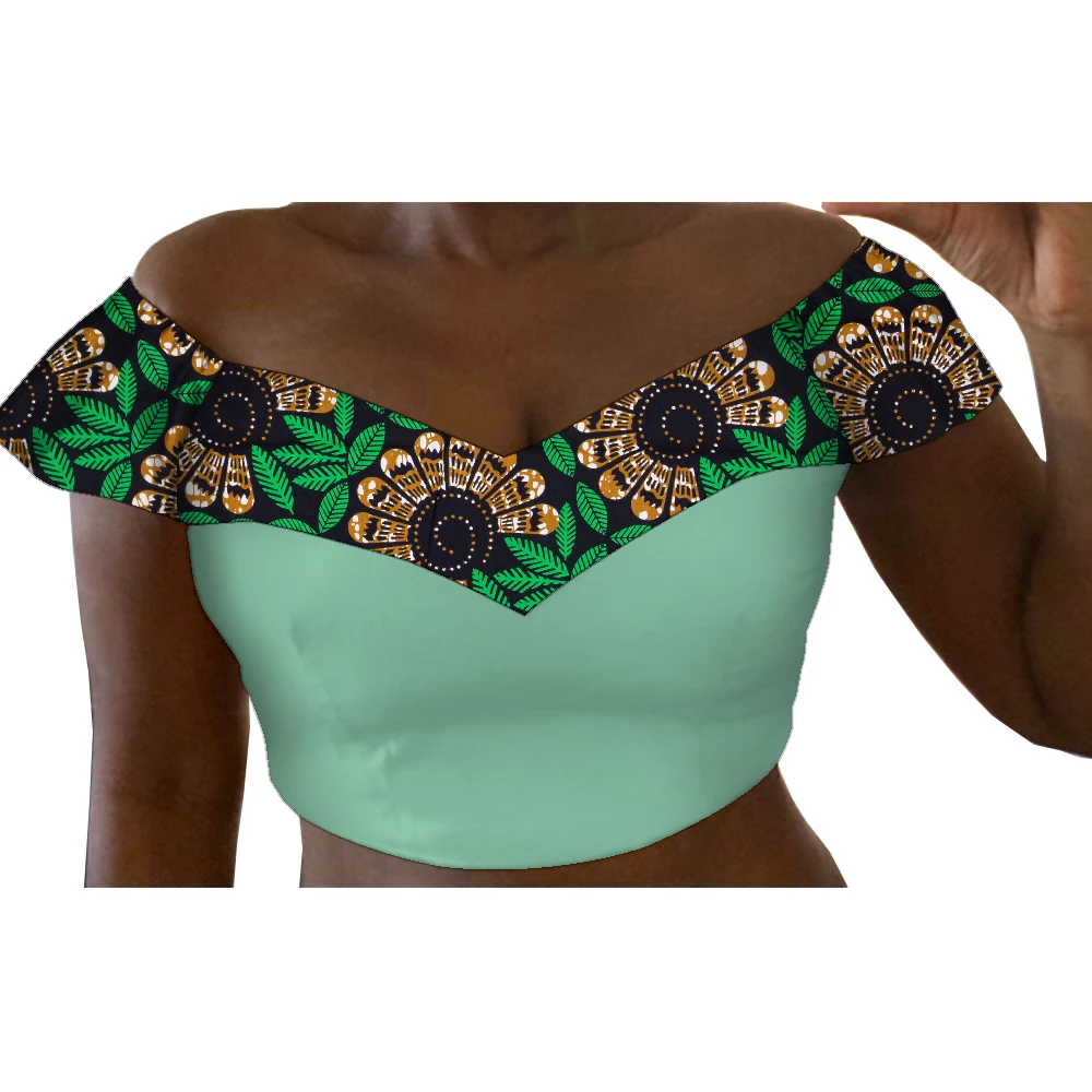 Top corto con estampado africano para mujer, Top de tubo con cuello en V, Dashiki con estampado Floral Ankara, ropa Sexy de Hip Hop, WY9363