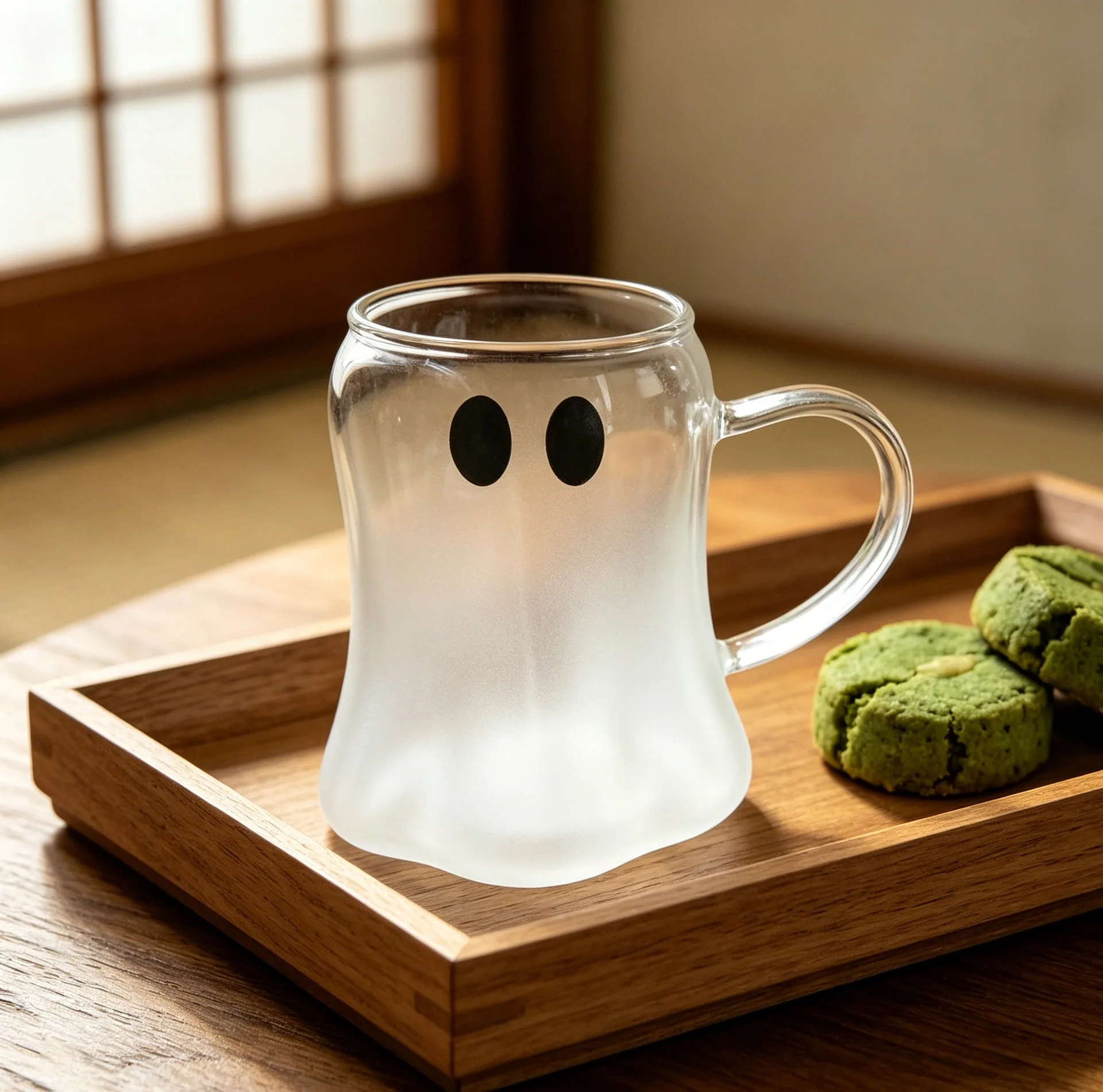 Fun Ghost Shape Mug High Borosilicate Handle Home Office Halloween Drinking Glass