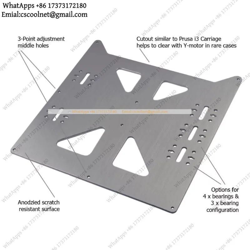 YX2 1Pc Aluminum Y Carriage Anodized Plate V2 for i3 RepRap 3D Printer Parts