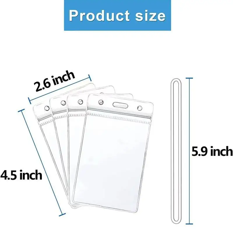 10 Pcs Transparent Name ID Badge Holder Waterproof Thick Vertical Business Card Holder Protectors with Resealable Zip