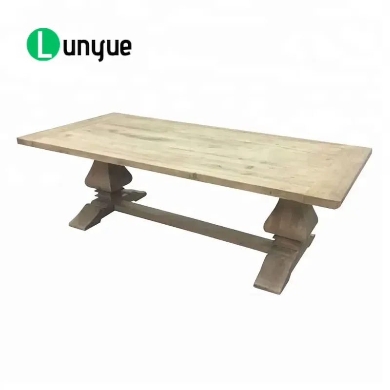 Natural Recycled Solid Wood Farmhouse Trestle Coffee Table Modern Living Room Furniture Durable Eco Friendly Home Decor
