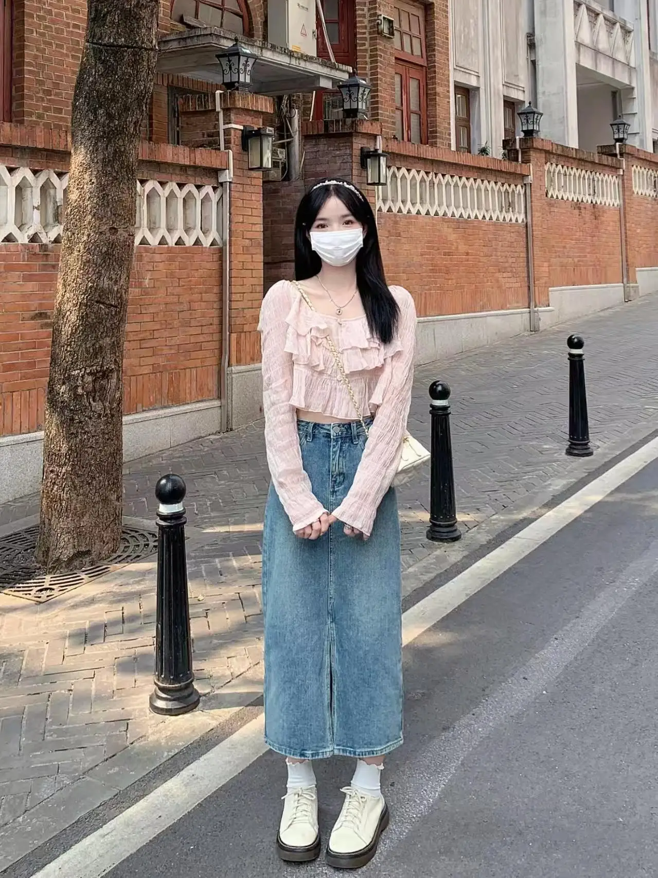 Koreanische Sle Einfache Ins Casual Hohe Taille Abnehmen frauen Mid-Länge Denim Rock Vielseitig A-linie Rock für Junge mädchen