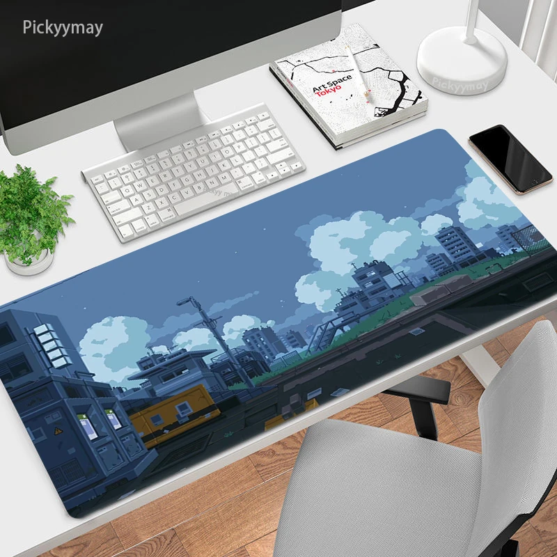 900x400 Large Mouse Pad Pixel Japan Street Mausepad Computer Desk Mat Office Mouse Mats Pc Mousepad Rubber Deskpad Table Carpet