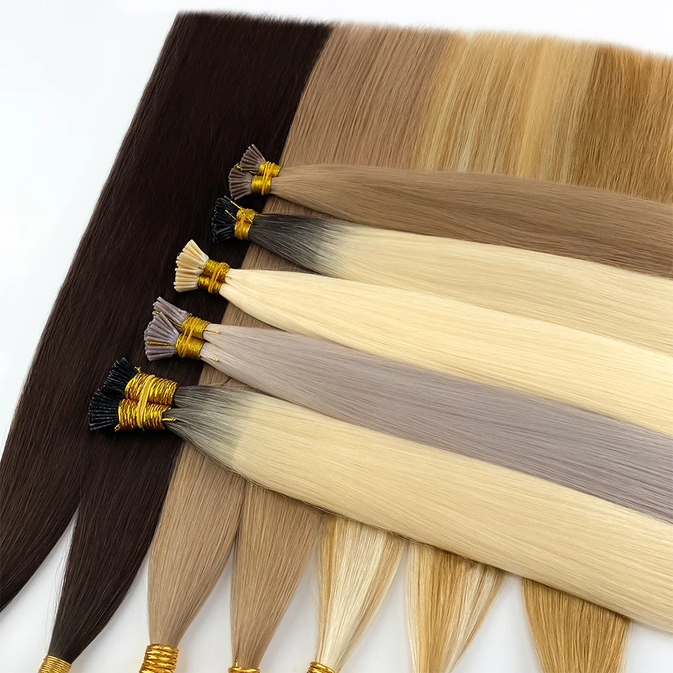 Remi i ponta 100% extensões de cabelo humano real extensões de cabelo reto em massa cabelo eu ponta extensões de cabelo natural fusão natural cabelo