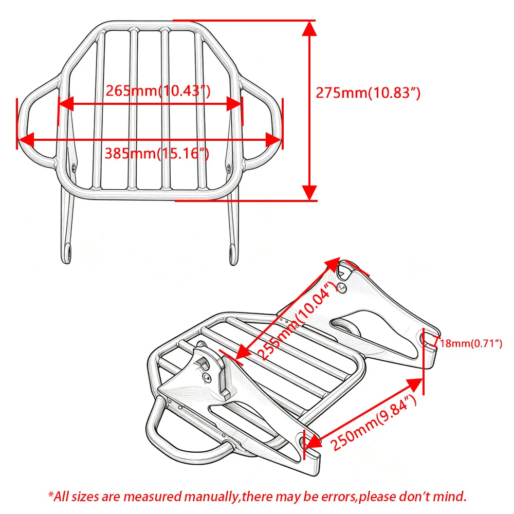 Detachable Two-Up Motorcycle Rear Luggage Rack For Harley CVO Road King Road Glide 2009 ‑ 2025 Tour Pack Mount Rack Accessories