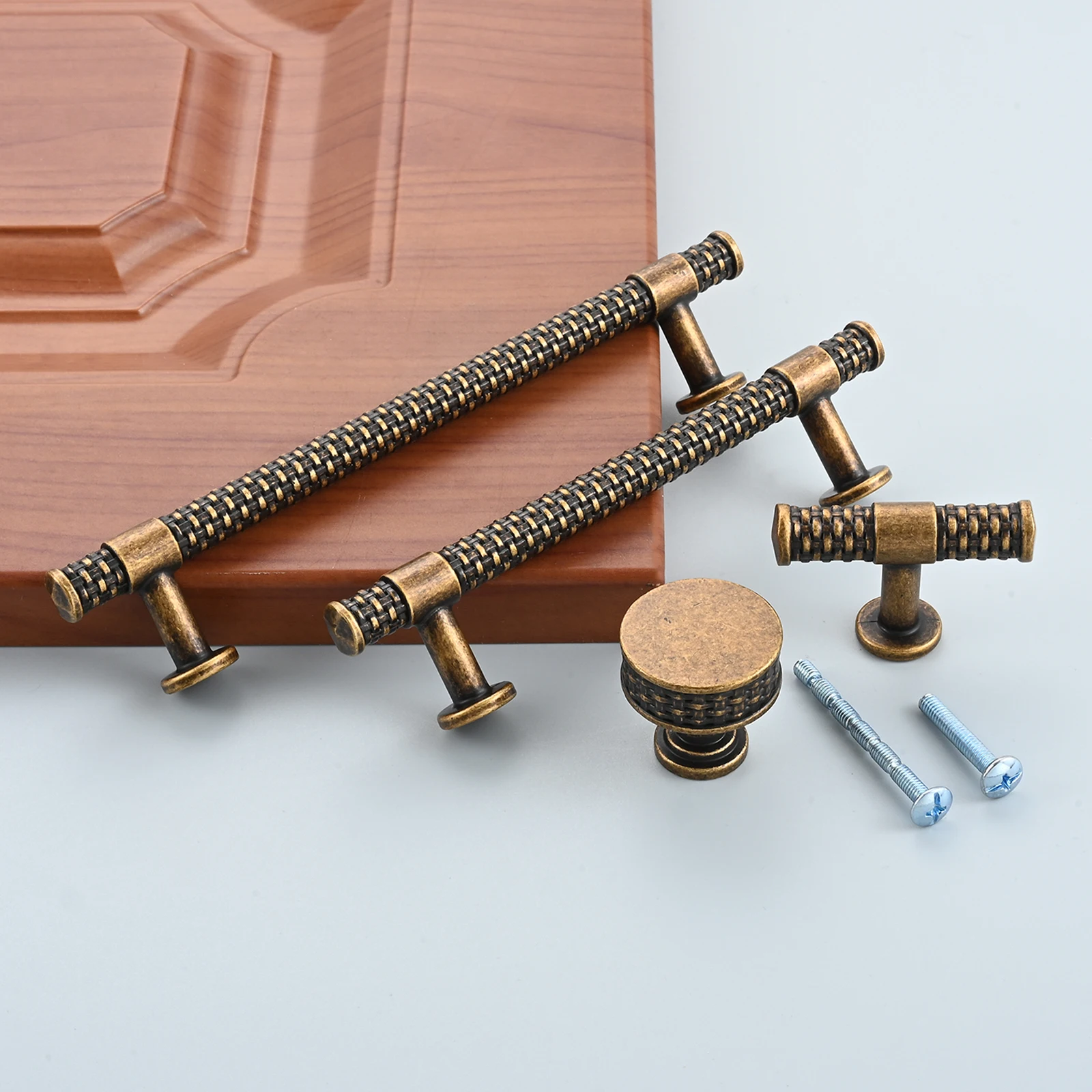 6pcs Antique Brass Cabinet Pulls Retro Kitchen Cupboard Door Handle Simple Wardrobe Drawer Furniture Knobs And Handles
