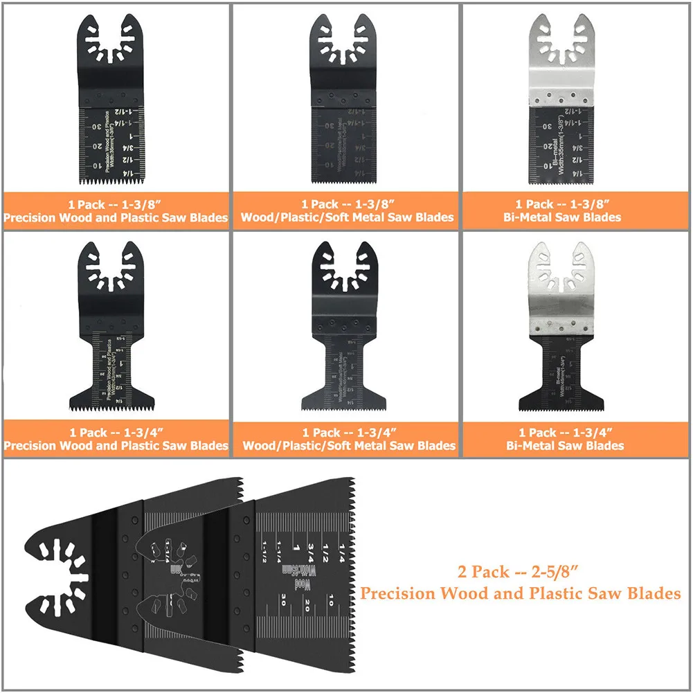 Imagem -05 - Mudança Rápida Oscilante Multi Ferramenta Lâmina de Serra para Fein Black & Decker Bosch Chicago Roybi Milwaukee Makita Craftsman Dewalt 124 Peças