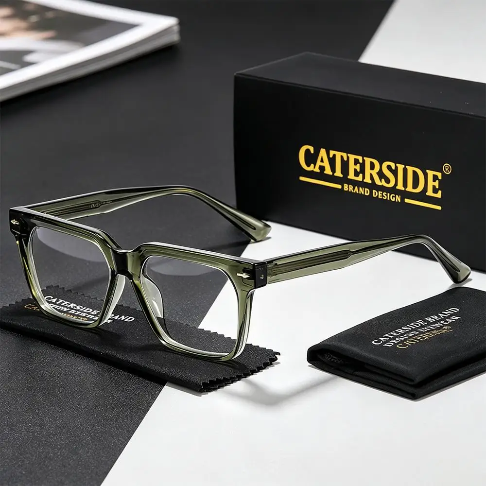 CATERSIDE Neue Modische Herrenbrille Tr90 Quadratischer Rahmen Anti-Blaulicht-Brille Damen Business- und Freizeit-Dekorationsbrille – Detail 2
