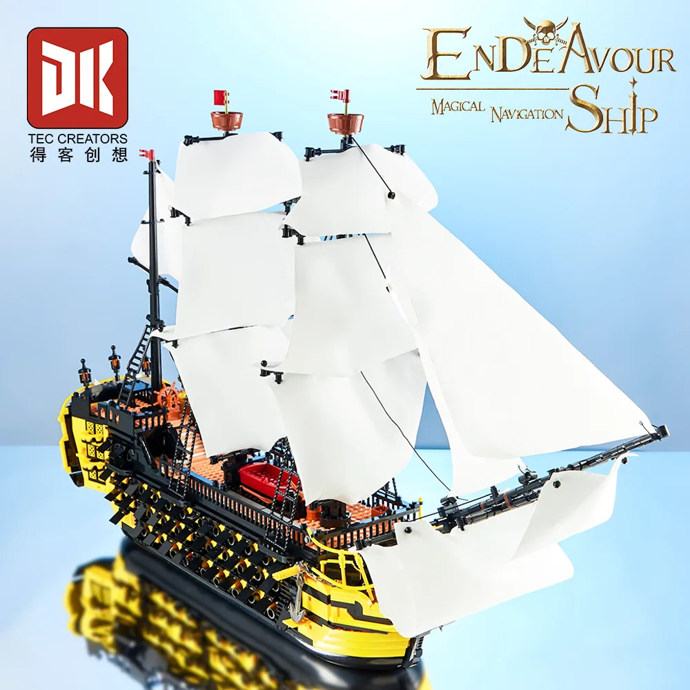 Карибский Endeavour, пиратский корабль, микро строительные блоки, сборка корабля, 3D модель, мини-кирпичная фигурка из фильма, игрушка для рождественского подарка