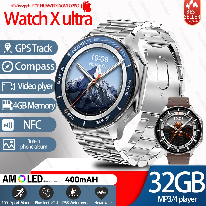 2025 ساعة ذكية DT Watch X رجال الأعمال النساء Ablum المحلية MP3 MP4 فيديو الموسيقى Smartwatch ثلاثية الأبعاد AOD USB طرق صور لساعة OPPO