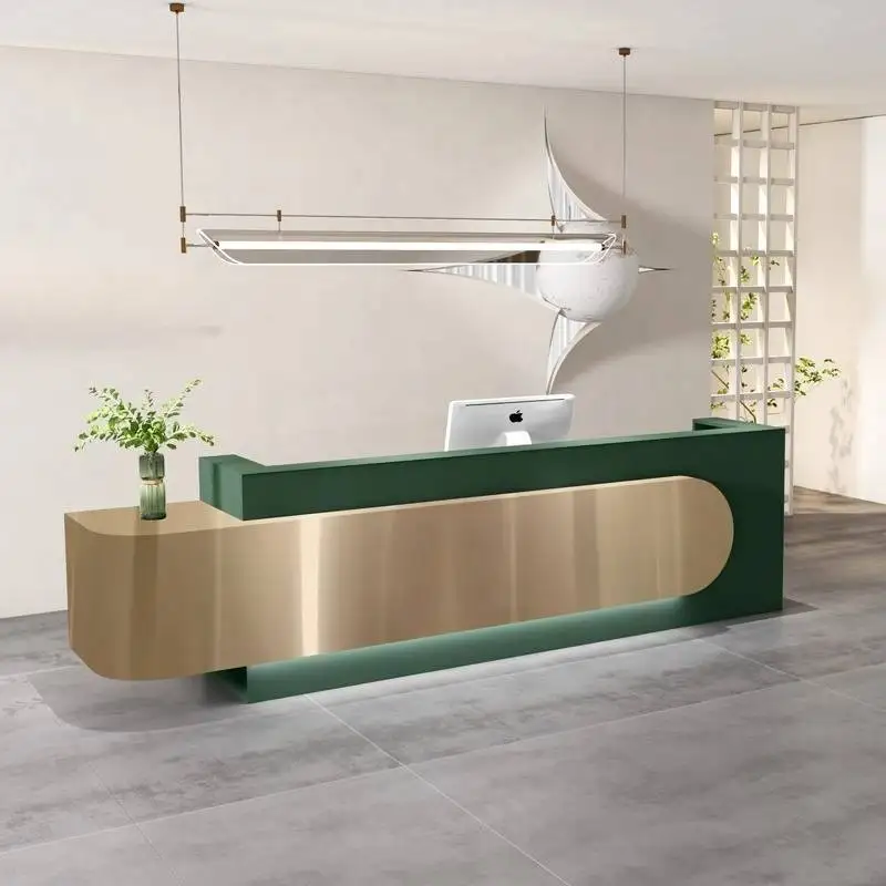 

Green Gold Reception Desks Dental Drawers Design Beauty Salon Front Reception Desks Business Hotel Mostrador Recepcion Furniture