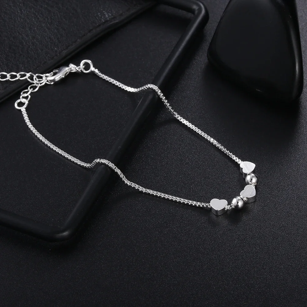 

925 Sterling Silver Necklace 18 Inches Box Chain Elegant Heart Pendant for Women Fashion Jewelry Mother's Christmas Gifts