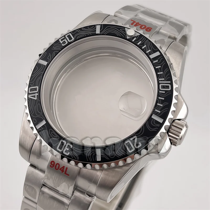 NH35 40mm sliver watch case with sapphire crystal 120 click compatible with NH34/NH35/NH36 movements water-resistant 28.5mm dial