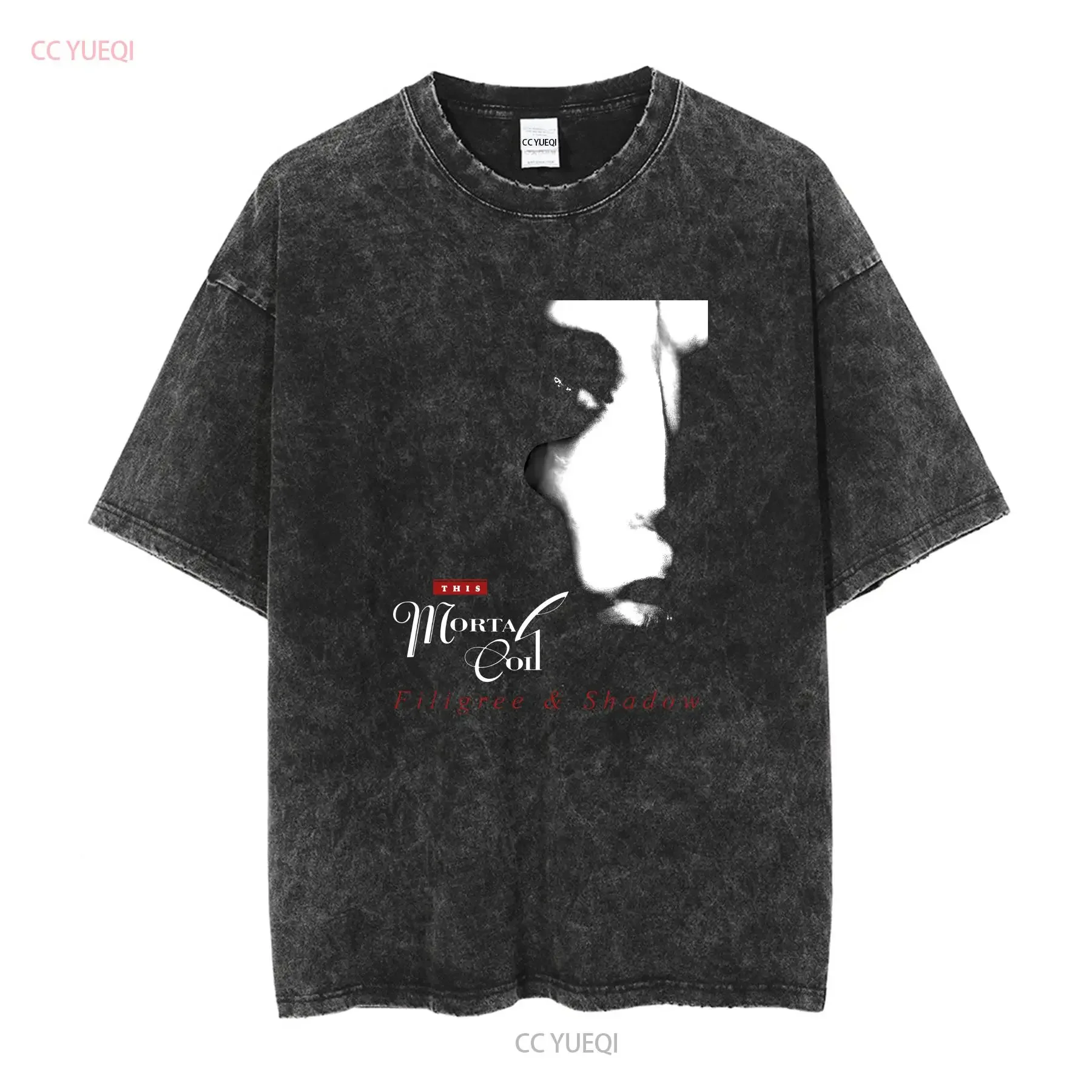 THIS MORTAL COIL FILIGREE SHADOW NEW BLACK T SHIRT long or short sleeves vintage Washed Casual homme Soft fashion streetwear