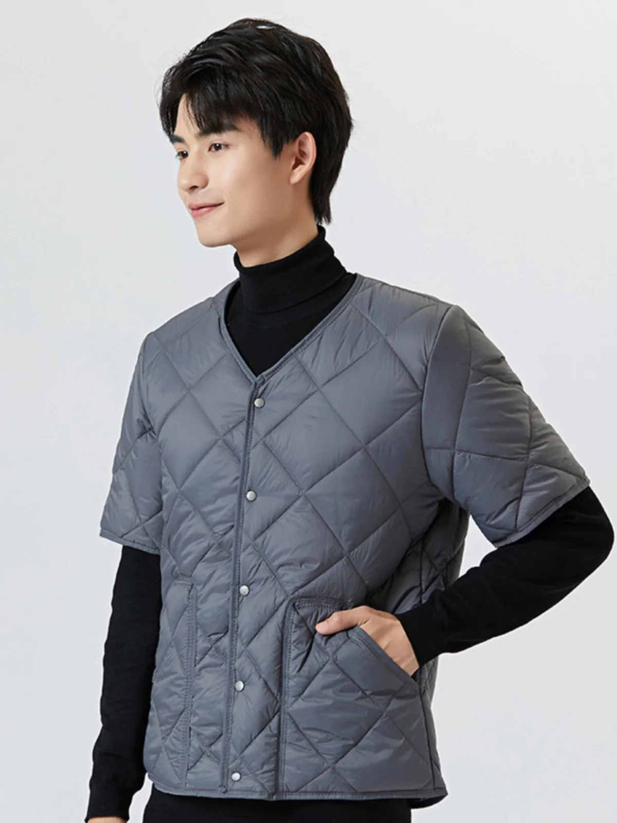 

Lightweight Thiened down Vest Men's Winter oulder Protection f Sve Jaet Warmth ly Cold Resistant Busin Ca...