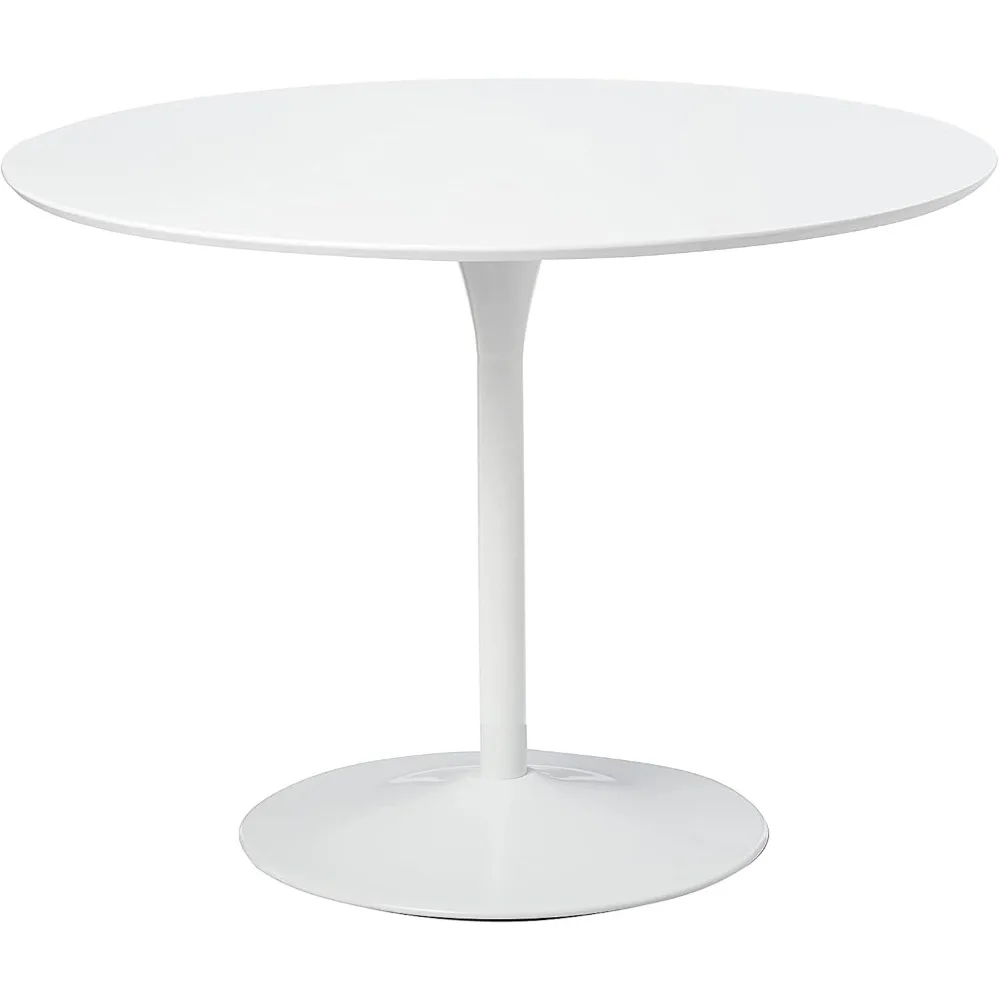 Table à manger moderne du milieu du siècle, plateau blanc avec base blanche