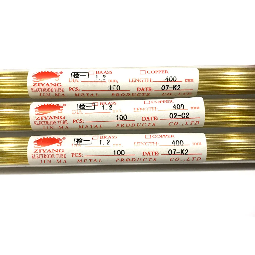 EDM Brass Electrode Tube Single Hole OD1.2*400mm ID0.4mm Ziyang Brand for WEDM Drilling Machine