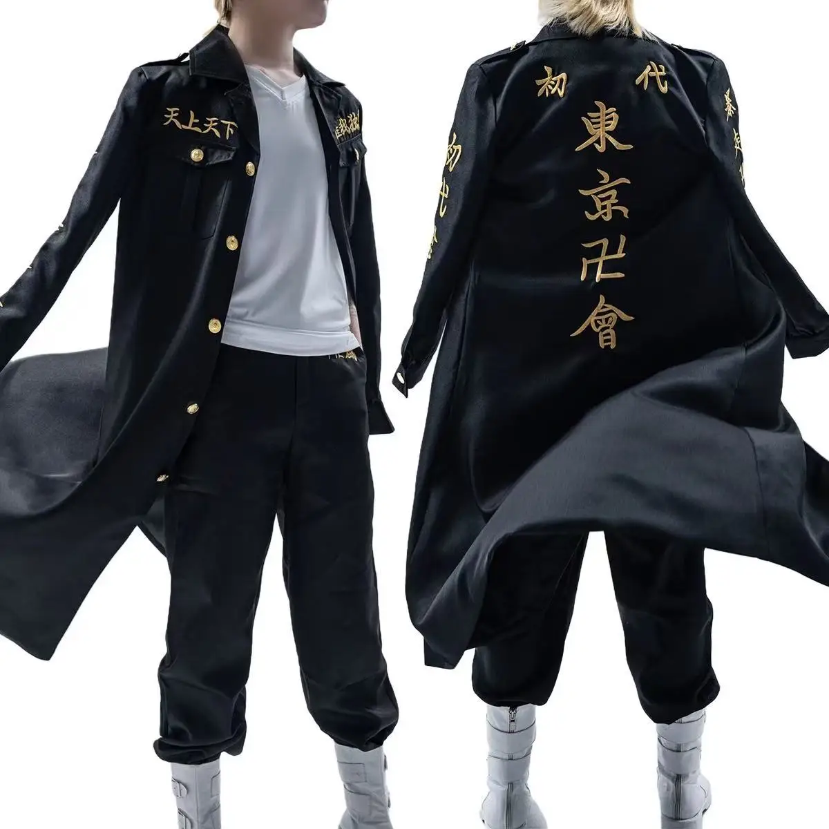 Disfraz de Cosplay de Anime Tokyo Revengers, Sano Manjiro, Capa, Chaqueta, Pantalones, Peluca, Traje de Mikey de la Banda Tokyo Manji, Disfraces de Halloween