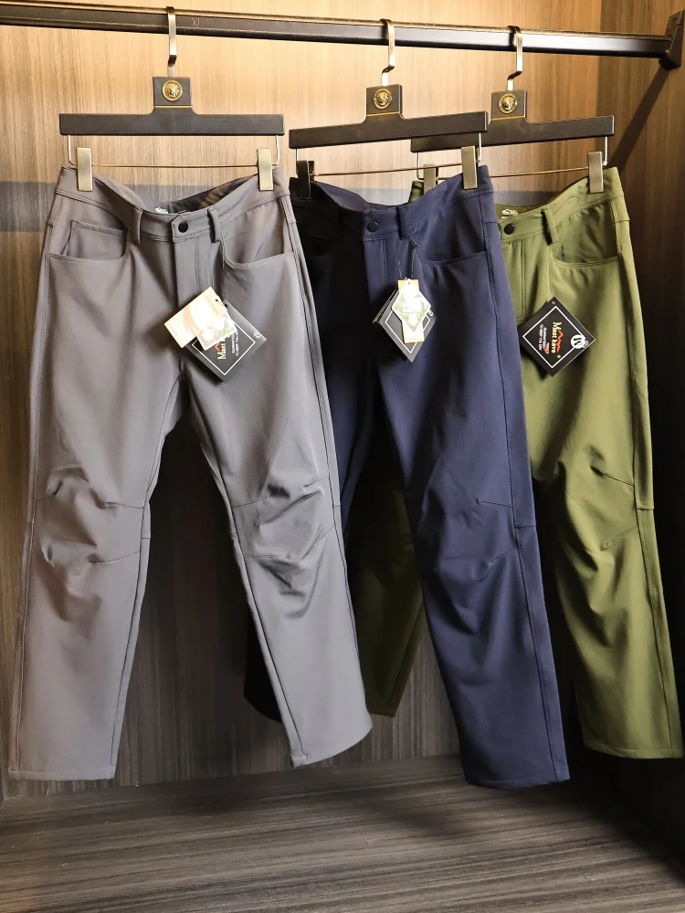 Outdoor Men's Fleece Lined Soft  Casual Pants Warm City Urban Style Straight Leg Trousers Autumn Winter Fashion Trend