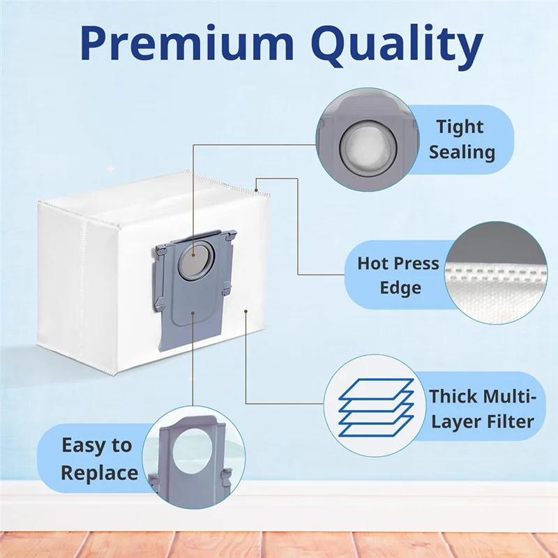 أكياس غبار بديلة للمكنسة الكهربائية - 16 قطعة لـ Roborock Q5/Q5+، Q5 Max Plus/Q7 Max+، S7/S8 Pro Ultra/Q8 Maxv، Q10 S5+، G10S+