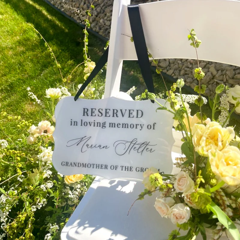 Reserved in Loving Memory Wedding Sign Reserved Seat Sign This Seat Is Reserved Memorial Hanging Chair Sign for Wedding