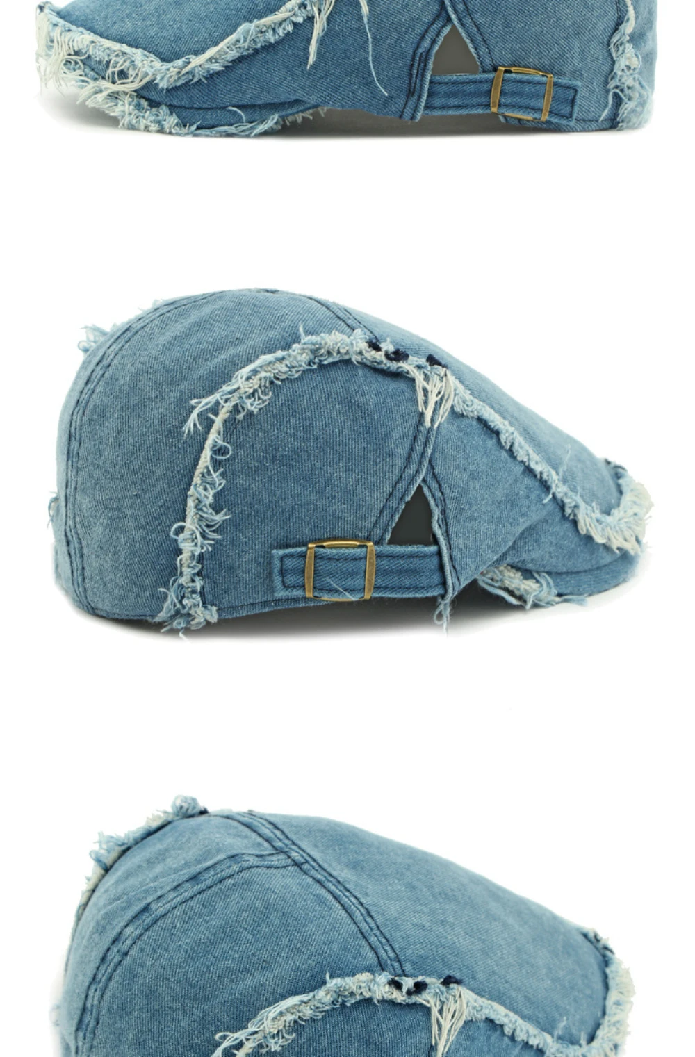 HT4792 Baskenmützen für Herren und Damen, Vintage Künstler-Mütze, Verstellbare Baumwoll-Ivy-Caps, Shabby Denim Baskenmütze – Detail 12