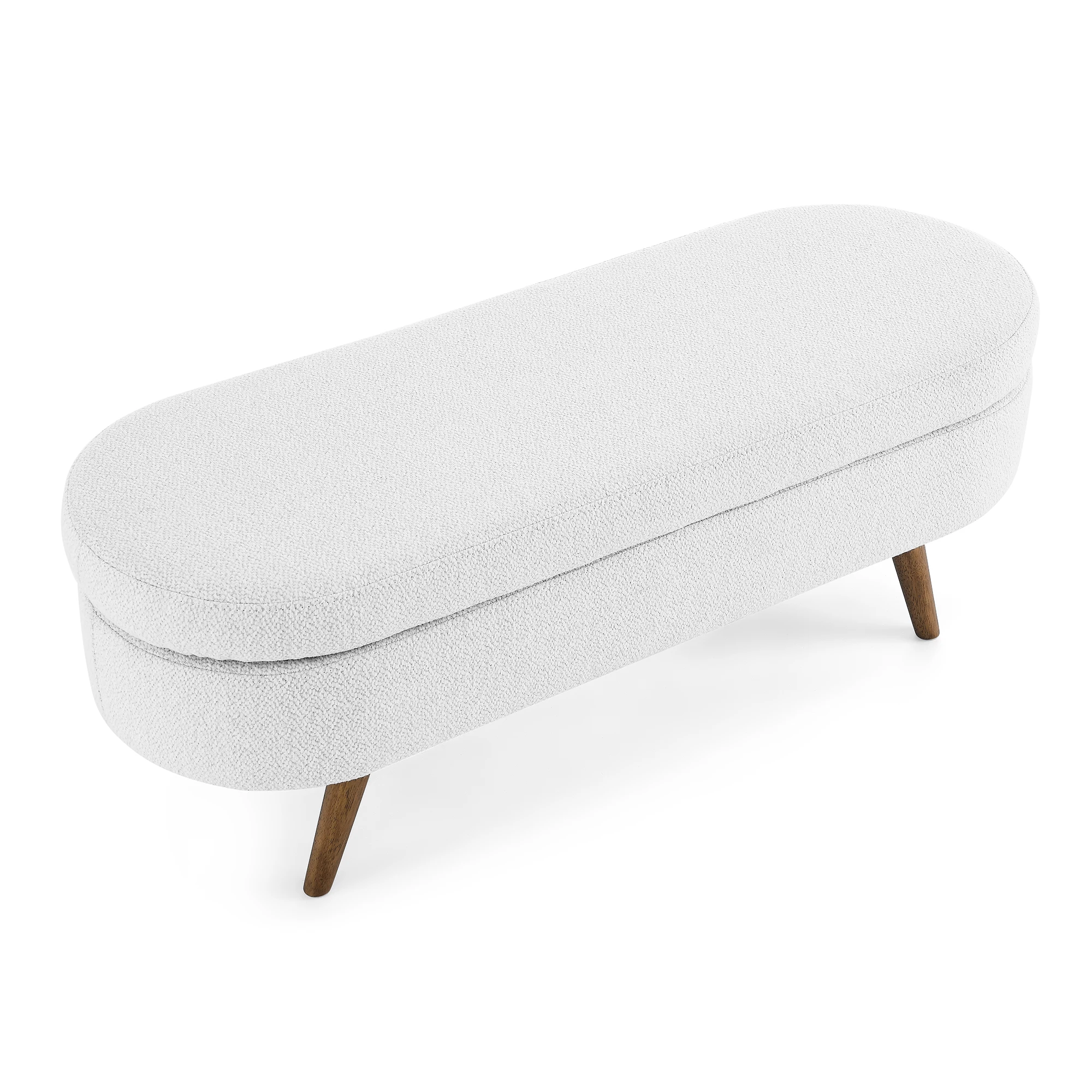 

Oval Flip Top Storage Bench With 4 Rubber Wooden Legs, Storage Space Upholstered Fabric Storage Bench, Shoe Benches For Bedroom