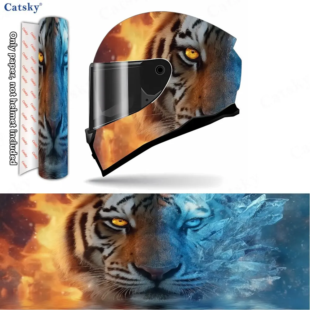 Ice and Fire Twin Tigers PVC material self adhesive waterproof motorcycle helmet sticker, paste firmly and do not fall, waterpro