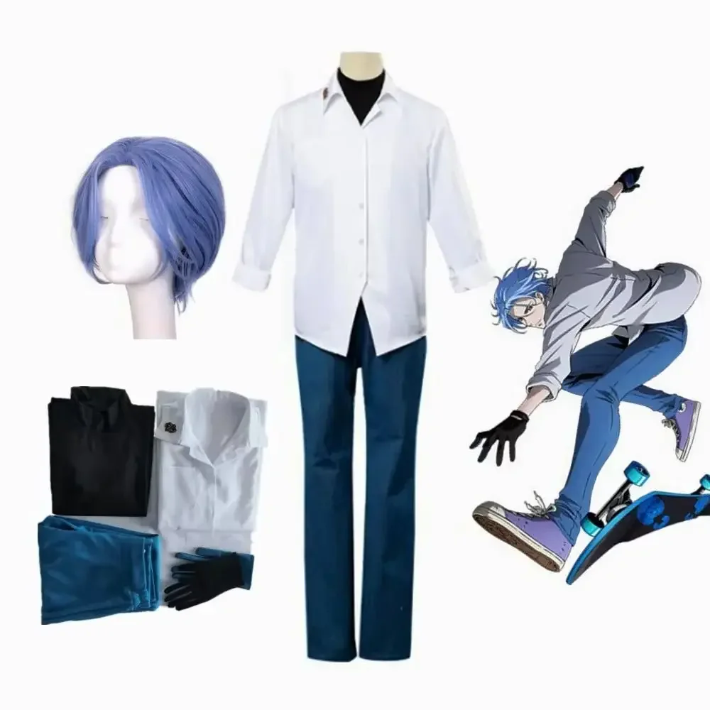 

Sk8 the Infinity Anime Cosplay Costume Langa Hasegawa School Uniform Set with Wig for Men