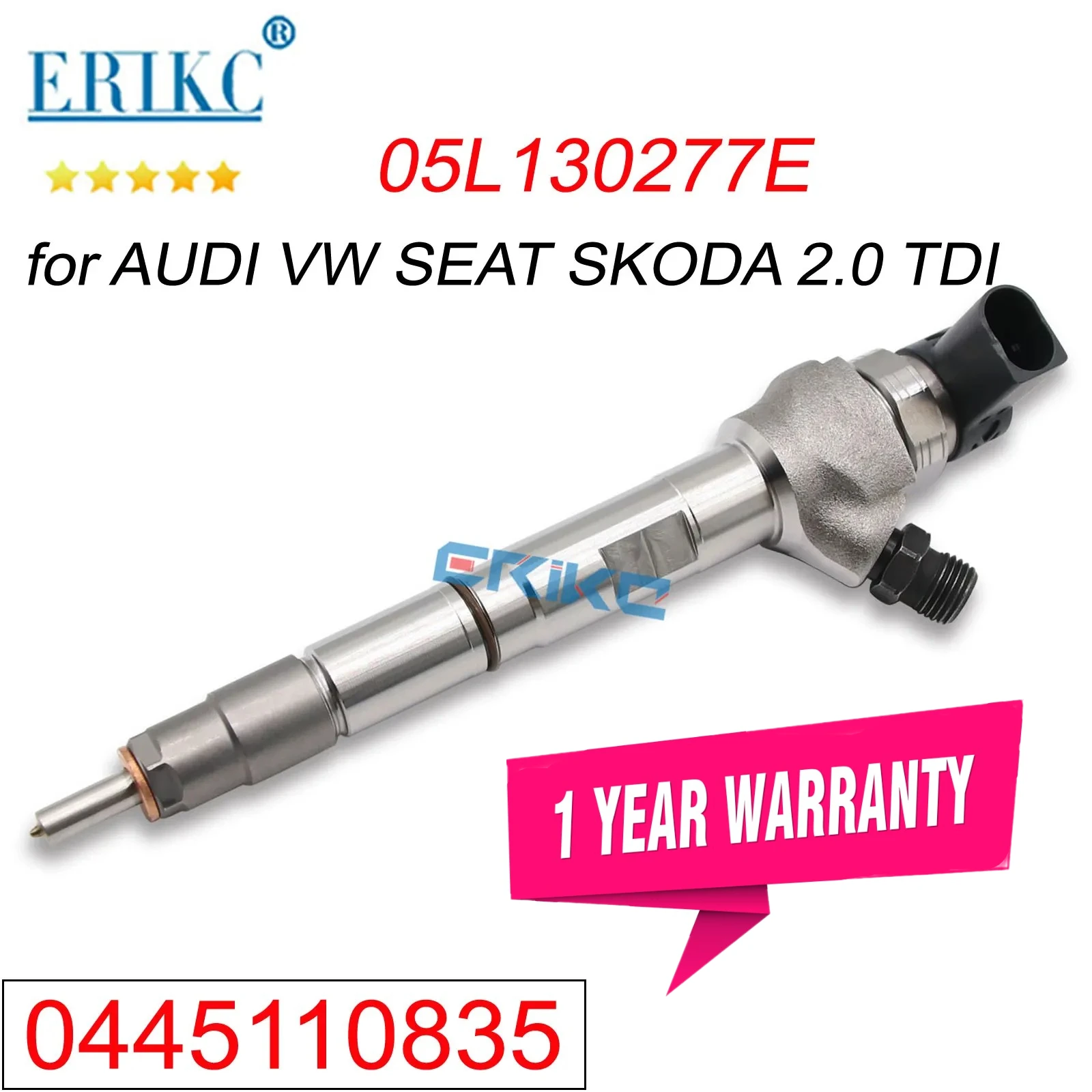 Inyector de Combustible Diésel 0445110835 05L130277E, Boquilla de Pulverización 0 445 110 835 para Audi VW 2.0 TDI, Inyector Common Rail