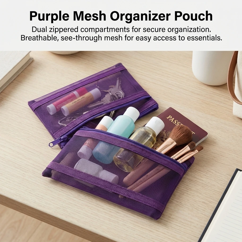 Portable Pill Cases Transparent Mesh Organizer Bag Student Mesh Pouch Travel Organizer Bag Travel Storage Makeup Bag Organizer