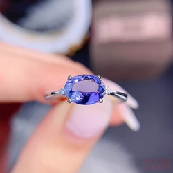 100% natural Tanzanite 925 sterling silver ring for women's luxury designed women's jewelry Christmas gift 6*8mm