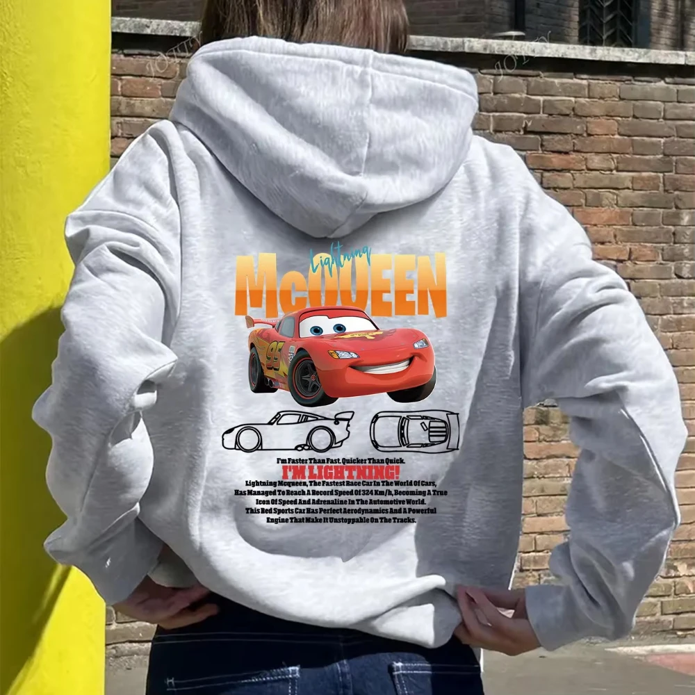 Disney Lightning McQueen Women Hoodies Officially Licensed Cartoon Design Casual Winter Pullover with I'm Lightning McQueen Text