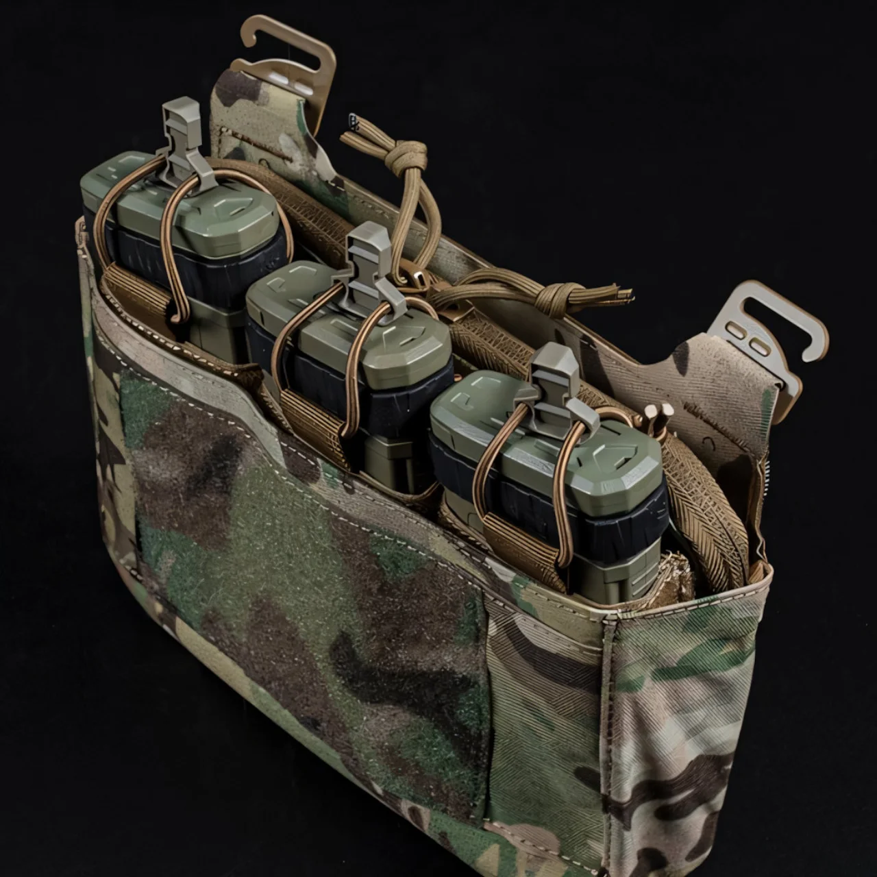 Wosport DOPE Tactical Flap Modular Pouch Triple Mag Panel Metal Hook MOLLE Mount Detachable Storage for Airsoft Outdoor Training
