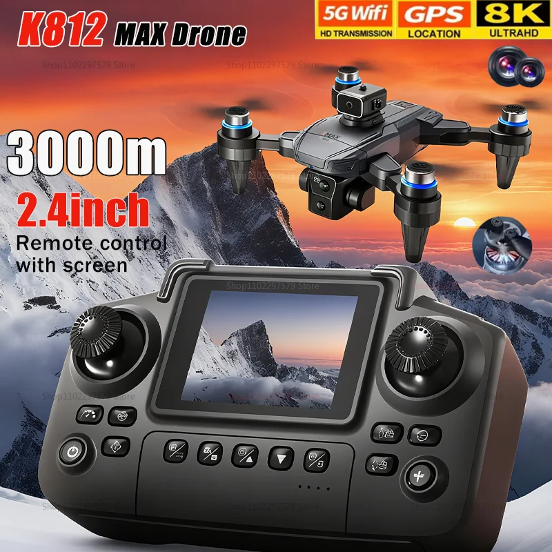 

Новинка 2025 года, дроны K812 MAX FPV, GPS 8K, профессиональные HD-двойные камеры, 5G, WIFI, бесщеточные двигатели, складной квадрокоптер для предотвращения препятствий