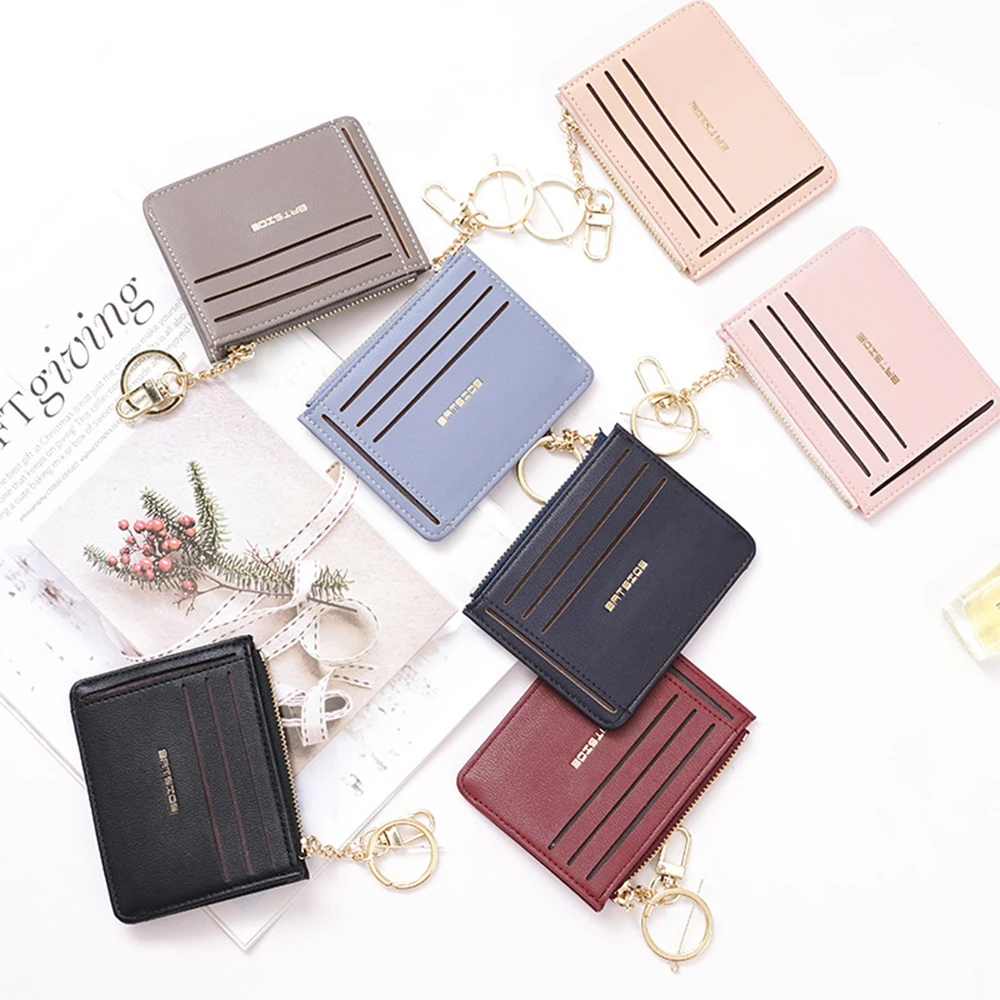 

Korean Tassel Soft Leather Coin Purse With Keyring Card Holder Women Short Wallet ID Card Credit Badge Holder