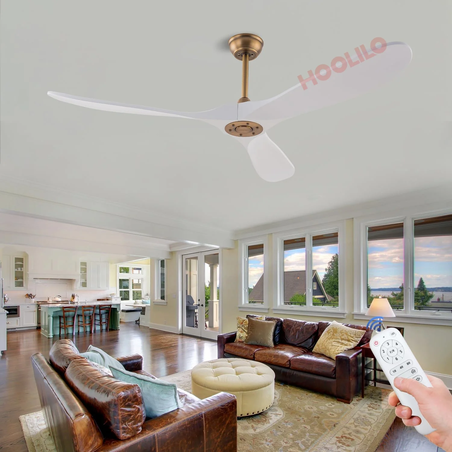 60in Wood Ceiling Fan with LED Lights DC Motor 6 Speeds Ceiling Fans Ventiladores De Techo Con Luces Led Lights