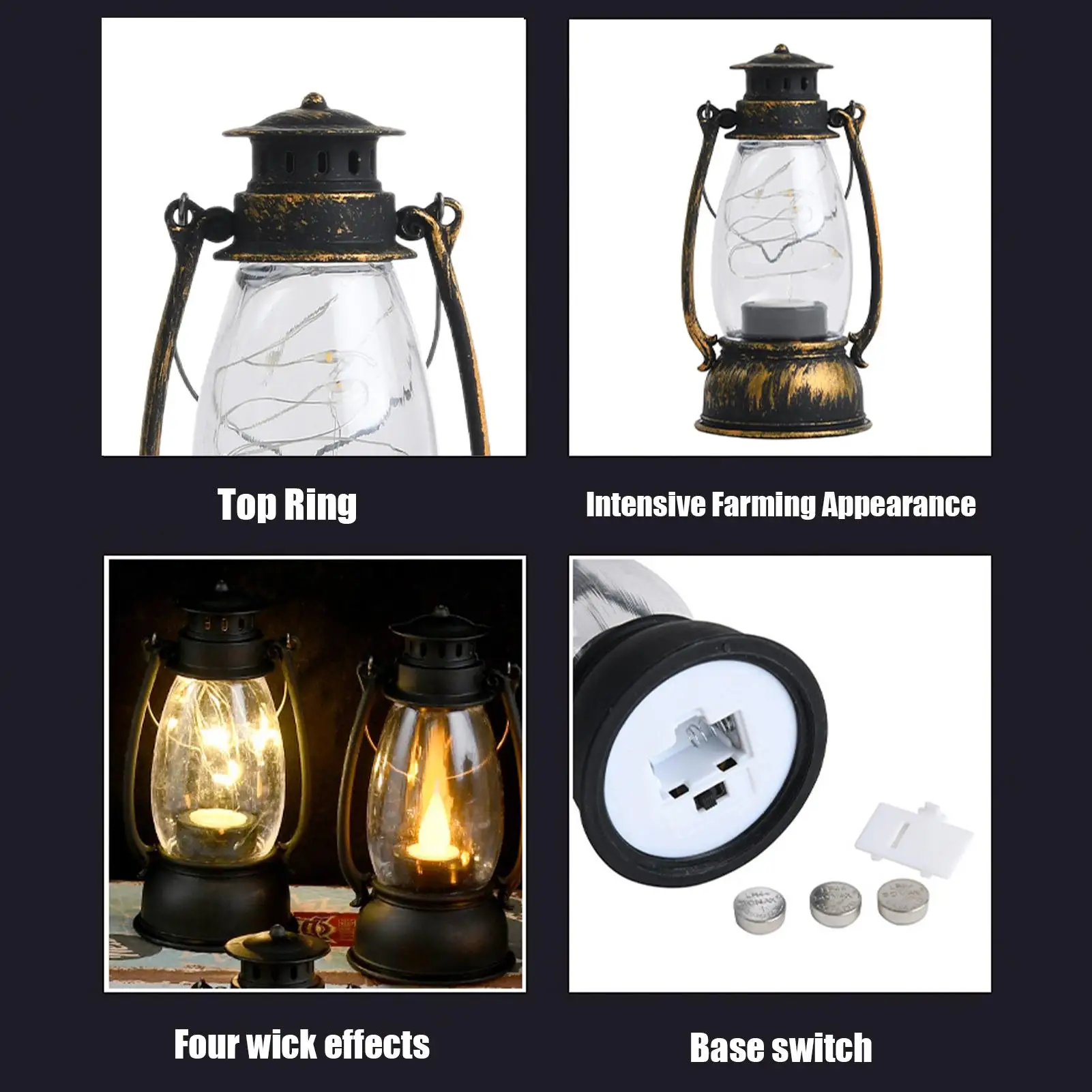 Christmas Electronic Candles Lantern Battery Lanterns Decorative Retro LED Small Horse Lights Flame Flickering Lights - view 5