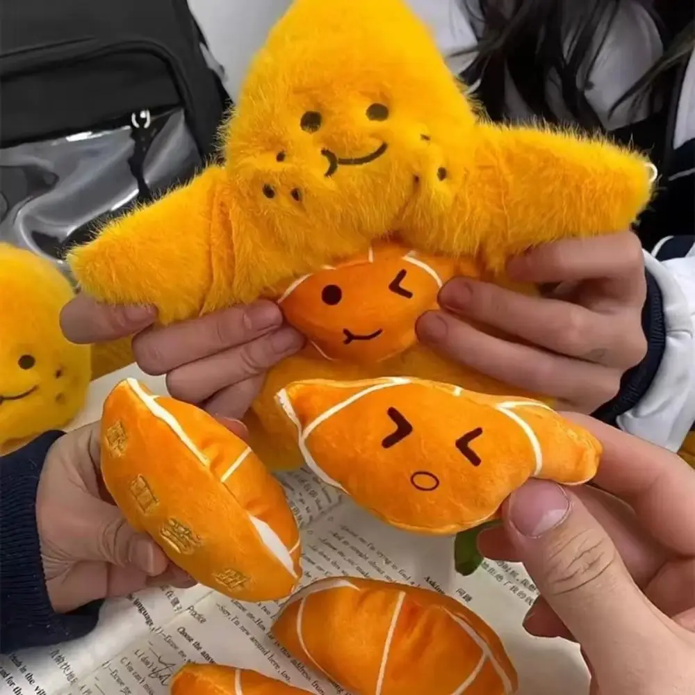 Simulation Kawaii Peelable Orange Segments Fruit Plush Toy Stuffed Soft Food Keychain Backpack Pendant Cartoon Toy Doll Kid Gift