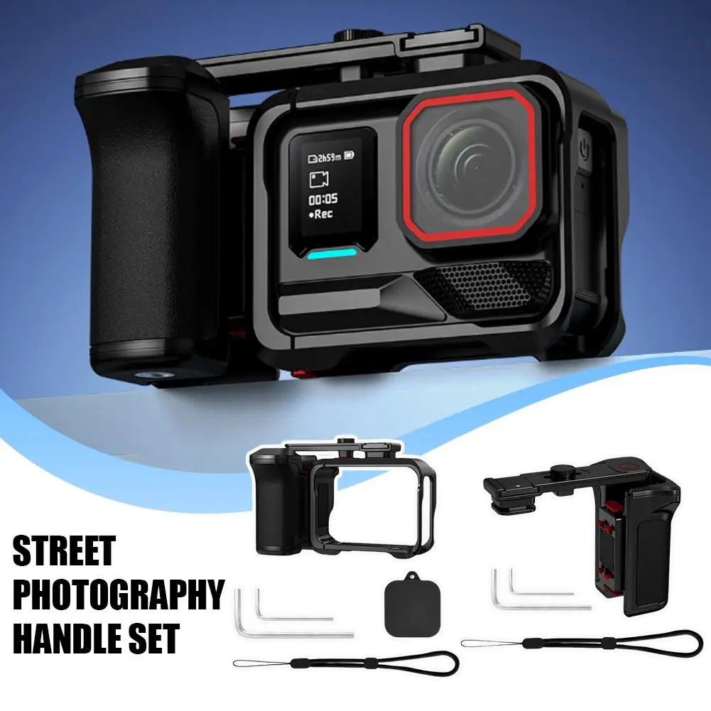 Street Photo Grip Kit For Insta360 Ace Pro 2/Pro Camera Camera Grip Holder With Shutter Button Vlogo Photography Accessories