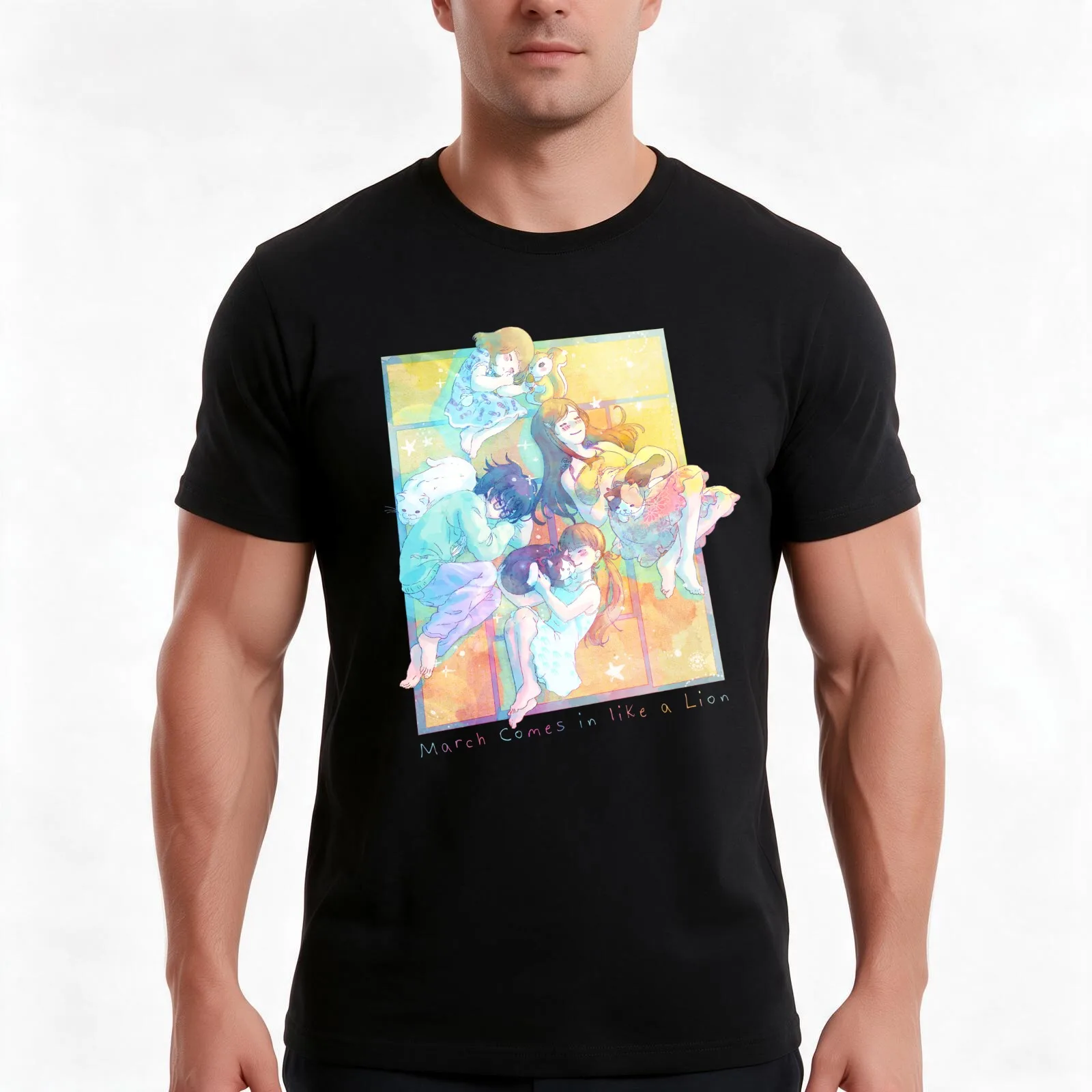 Sangatsu no Lion - Nap in spring T-Shirt, Summer Casual Cotton Tee, Oversized Streetwear Tops, Vintage Graphic Print