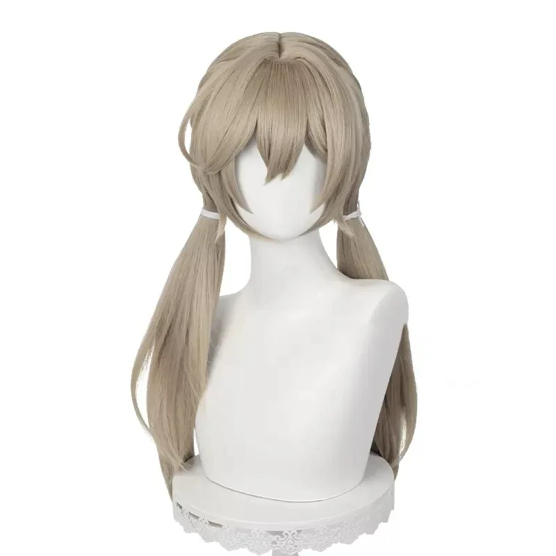 Game Honkai: Star Rail Qingque Cosplay Wig Light Linen Ponytail Hair Heat Resistant Synthetic Halloween Party Accessories Props