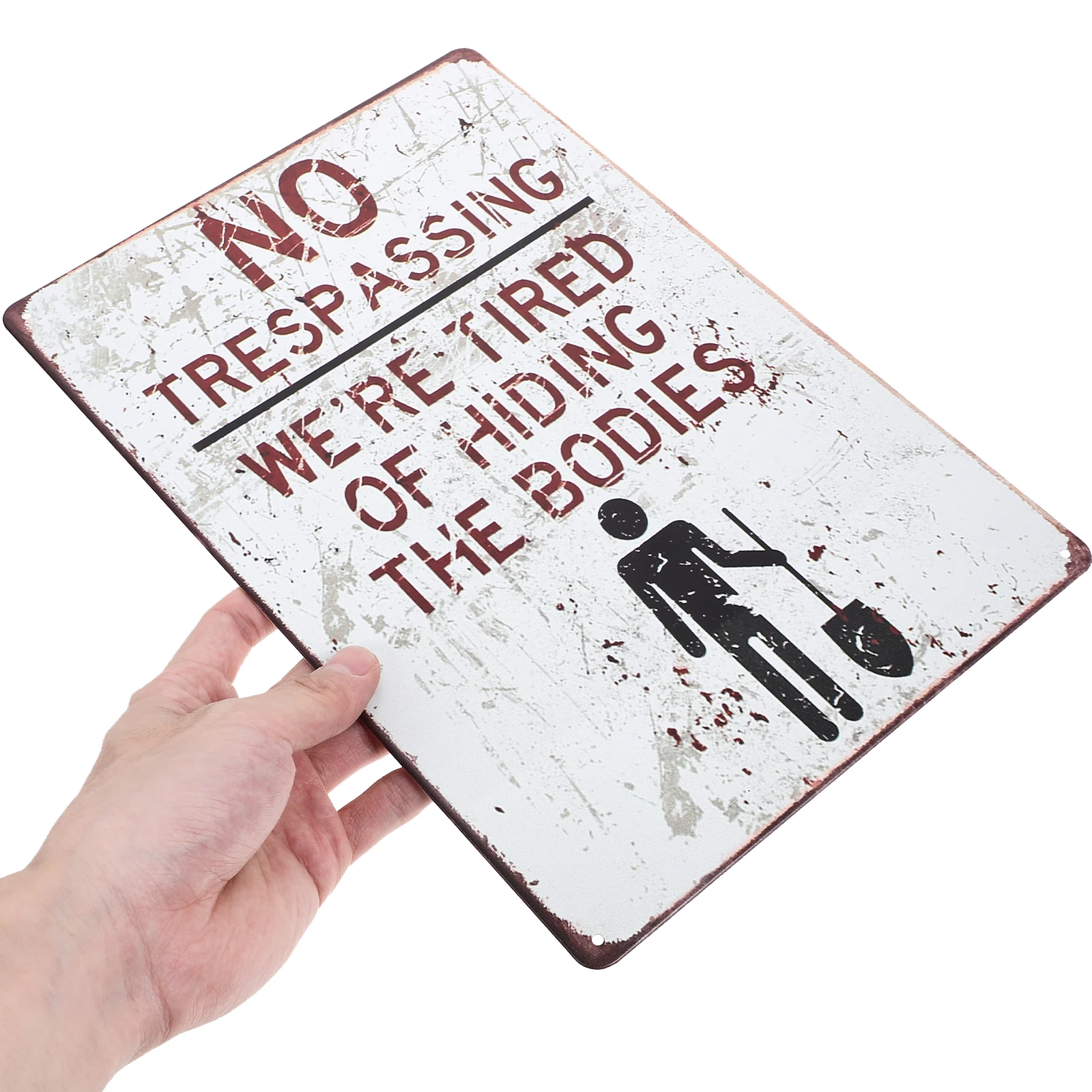 

2Pcs Warning Sign Iron Drawing Retro Metal Signs No Trespassing Private Property Yard Outdoor Caution Durable Weather Resistant