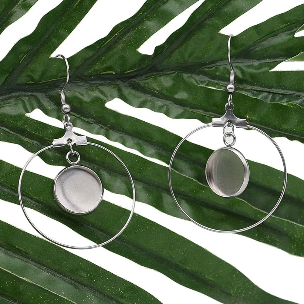

20Pcs Ear Ring Base Stainless Steel Round Tray for DIY Earring Making Jewelry Accessories 12mm Silver Earring Pendant