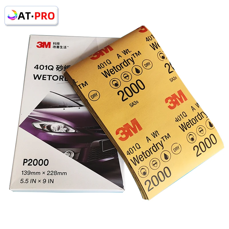 Verdadeiro 3m401q beleza lixa 1000-2000grit139x227mm superfície pintura beleza polimento água moagem carro lixa