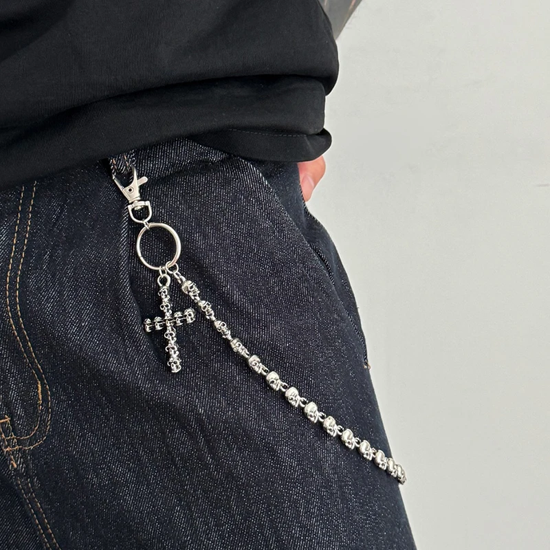 خمر المعادن روك الشرير سلاسل المفاتيح سلسلة النساء الرجال الجمجمة القوطي السراويل حزام خصر سلسلة الجينز الحلي اكسسوارات